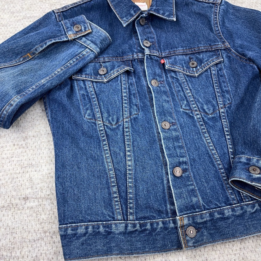 Vintage Levis Jacket Boys Size 16 Blue Denim Trucker Made USA 70704 0216 90s - Picture 7 of 14